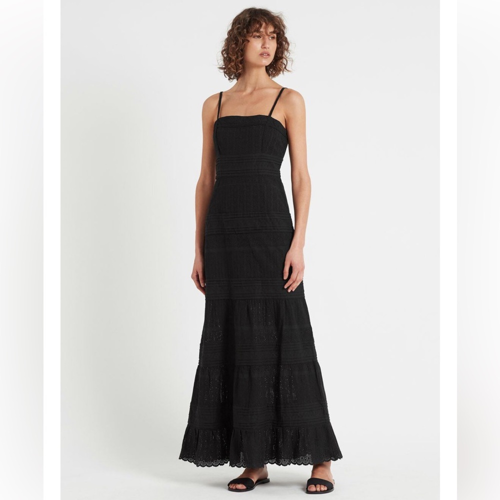 SIR the label Black Eyelet Square Neck Maxi Dress